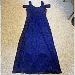 Alex Evenings Women's Glitter Dress Size 12 Mesh Cold Shoulder Fairy Glam FLAW